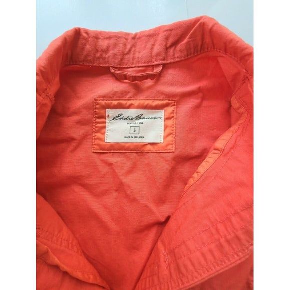 Eddie Bauer Womens Small Orange Cotton Lightweight Utility Jacket Military Coat - Picture 4 of 9